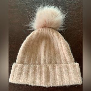 Aritzia Hat with Faux Fur Pom - Pink